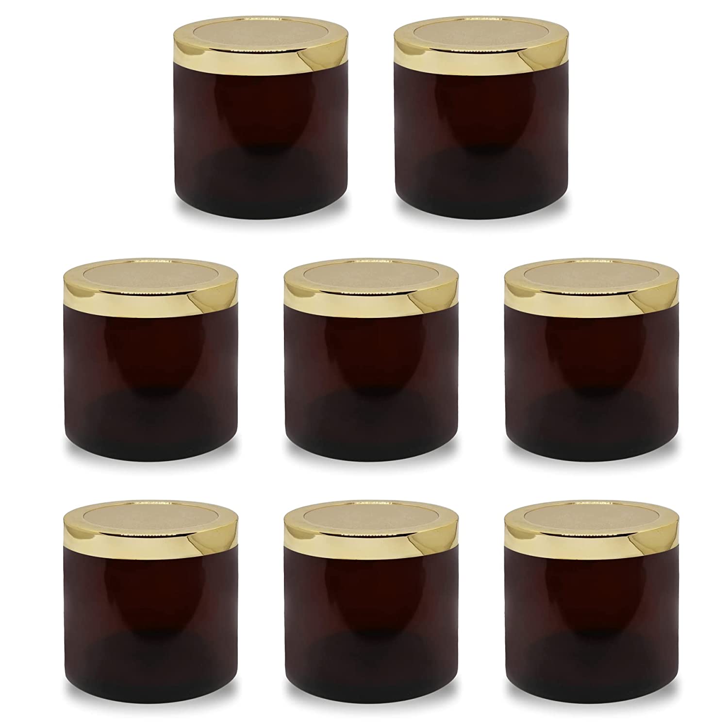 Shoprythm Cosmetic Jar Pack of 8 MYOC Amber San Jars with Golden Cap Inner lid for Creams, Gel, Body Scrub Butter, DIY Cosmetic Use, Storage Jar- 100gm (Pack of 4)